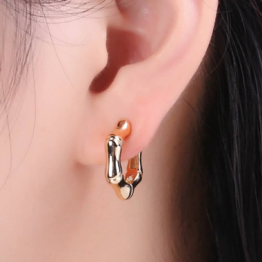 18K Gold Filled Bamboo Hoop Earrings